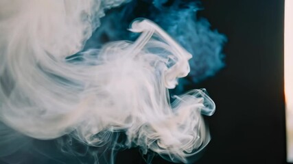 Poster - Swirling ethereal smoke rising and flowing in a dark atmosphere creating abstract shapes in an artistic fashion
