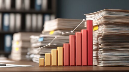 Poster - Lawyers Desk with Case Files and Growth Billing Rate Chart