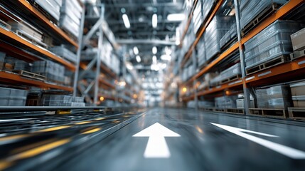 Poster - Supply Chain Management Dashboard with Moving Arrows and Warehouse