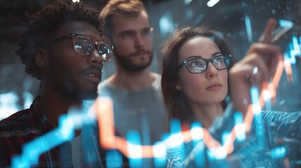 Poster - Young Adults Analyzing Global Economy with Data Visualization Chart