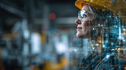 Poster - Female Engineer in Smart Factory with Advanced Sensor Technology