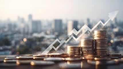 Poster - Growth Strategies with Coins and Arrows Representing Financial Success