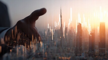 Poster - Business Analyst Pointing to Virtual Chart in Financial Landscape