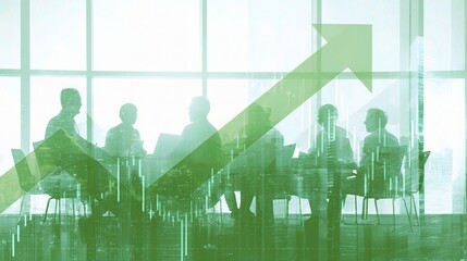 Poster - Business Team Meeting with Double Exposure Effect in Modern Room