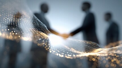 Poster - Engineers Shaking Hands with Layered Lights in Background