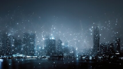 Poster - High Contrast Night City with Translucent Blend and Gigapixel Detail