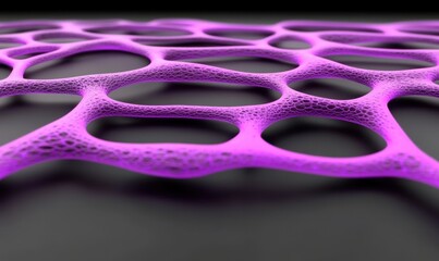 Poster - Abstract purple network, 3D render, dark background, science concept, tech design