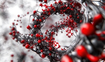 Poster - Abstract red and black molecule spiral. Science background