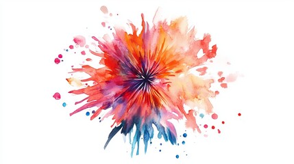 Poster - Vibrant Watercolor Explosion Abstract Painting Red Orange Yellow Blue Artistic Splashes Colorful Design Modern Art Background Texture Image Digital Illustration Graphic Design     