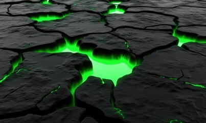 Poster - Glowing cracks in dark earth; background texture; environmental concept; website design