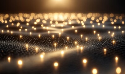 Poster - Glowing network nodes, digital landscape, abstract background, technology concept, website banner