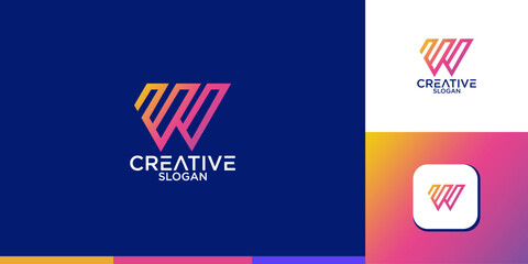 Fototapete - initial letter w abstract monogram logo vector design