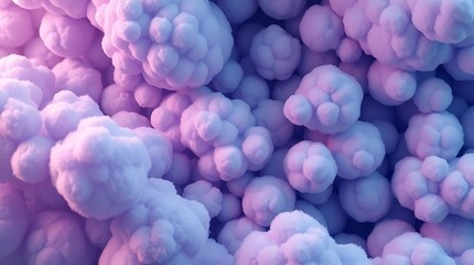Abstract blue and pink fluffy clouds pattern with light bokeh circles.
