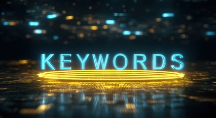 Poster - Keywords illuminated concept for data and SEO