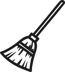 Poster - Simple black and white drawing of a classic broom icon in a minimalist style. Vector illustration