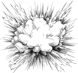 Leinwandbilder - Dynamic black and white comic style explosion with intense energy lines. Vector illustration