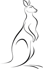 Poster - Elegant black line drawing of kangaroo in minimalistic style. Vector illustration
