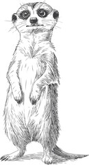 Aufkleber - Line art illustration of a standing meerkat with detailed fur texture. Vector illustration
