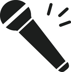 Poster - black microphone icon with sound waves. vector illustration