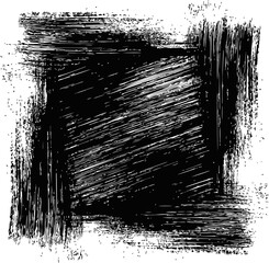Poster - Black and white abstract grunge frame with textured brush strokes. Vector illustration
