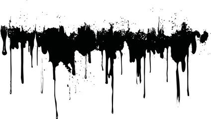 Poster - Black ink splatters dripping down, abstract art concept. Vector illustration