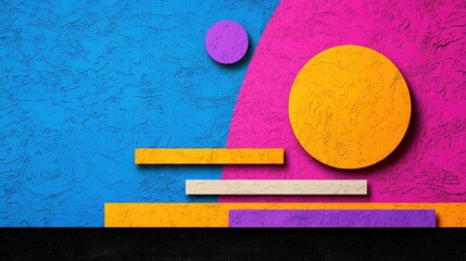 Poster - Vibrant Abstract Geometric Composition with Textured Background