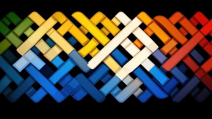 Poster - Abstract Colorful Woven Pattern with Interlacing Rectangular Shapes