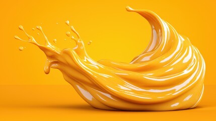 Poster - Dynamic Orange Liquid Splash on Yellow Background