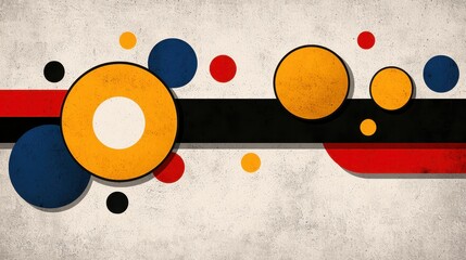 Poster - Abstract Geometric Artwork with Colorful Circles and Stripes
