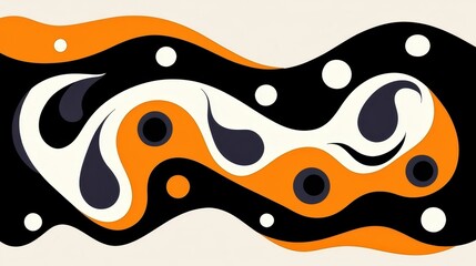 Poster - Abstract Wavy Pattern in Black Orange and White