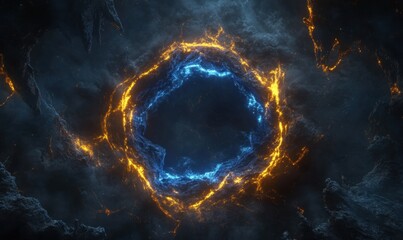 Poster - Fiery, icy portal; cosmic background; abstract energy; VFX use