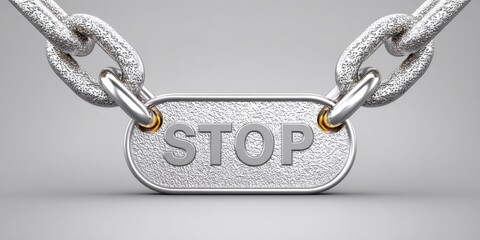 Aufkleber - A simple cracked chain icon with the word STOP beneath it