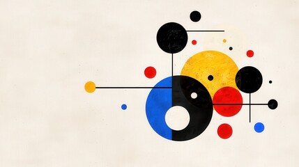 Poster - Abstract Geometric Artwork with Red, Yellow, Blue, and Black Circles