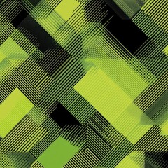 Poster - Abstract geometric pattern with lime green and black stripes