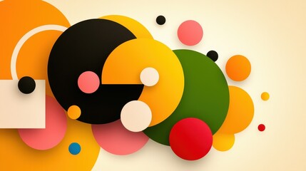 Poster - Abstract Colorful Overlapping Circles on Beige Background