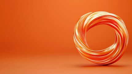 Poster - Abstract Orange Swirl Design on Solid Background