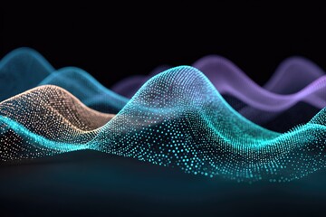 Leinwandbilder - Abstract Colorful Waves on a Dark Background