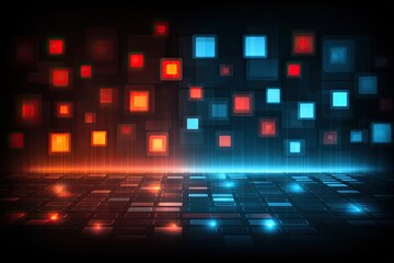 Leinwandbilder - Abstract Digital Interface of Orange and Blue Squares