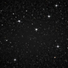 Wall Mural - silver glitter star pattern on black background twinkling festive sparkle, night sky effect , textur
