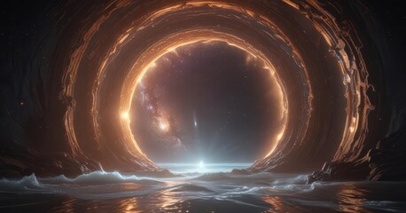 Wall Mural - shimmering portal, cosmic waves ripple across its surface, ethereal glow , background, visual