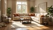 © Tukijo - Sunlit interior design featuring a large corner sofa and minimalist decor