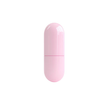 Single Pink Capsule Pill Mockup - Isolated on Black Background