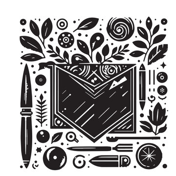 Black Color Pocket Square Silhouette Vector Illustration, Solid White Background. minimal vector design