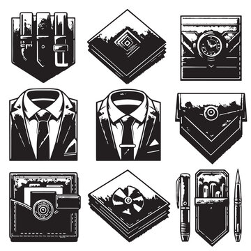 Black Color Pocket Square Silhouette Vector Illustration, Solid White Background. minimal vector design