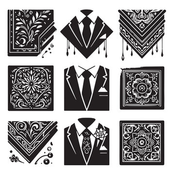 Black Color Pocket Square Silhouette Vector Illustration, Solid White Background. minimal vector design