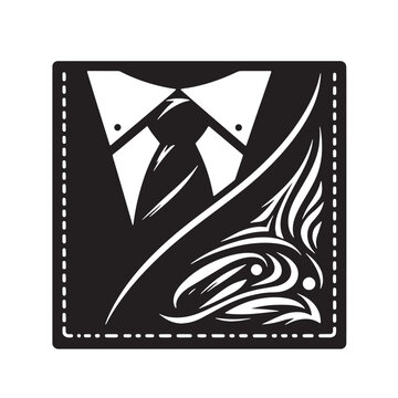 Black Color Pocket Square Silhouette Vector Illustration, Solid White Background. minimal vector design