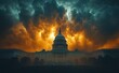 © Md - The united states capitol building under a dramatic and stormy sky at sunset