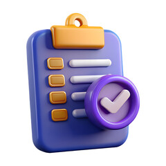 Aufkleber - 3d render checklist icon completed task isolated on transparent background