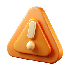 Aufkleber - 3d render orange exclamation mark triangle warning sign isolated on transparent background