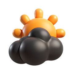 Aufkleber - 3d render of sun and cloud icon isolated on transparent background